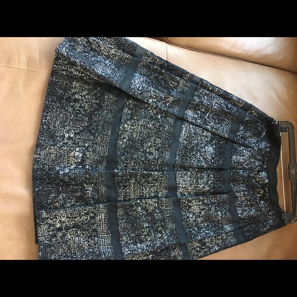 Rebecca Taylor foil lace midi skirt